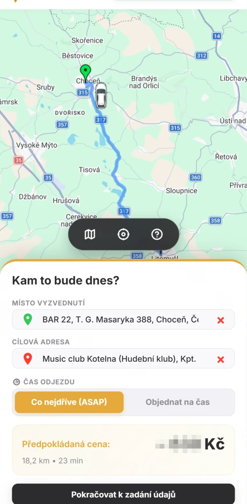 taXi-LP aplikace